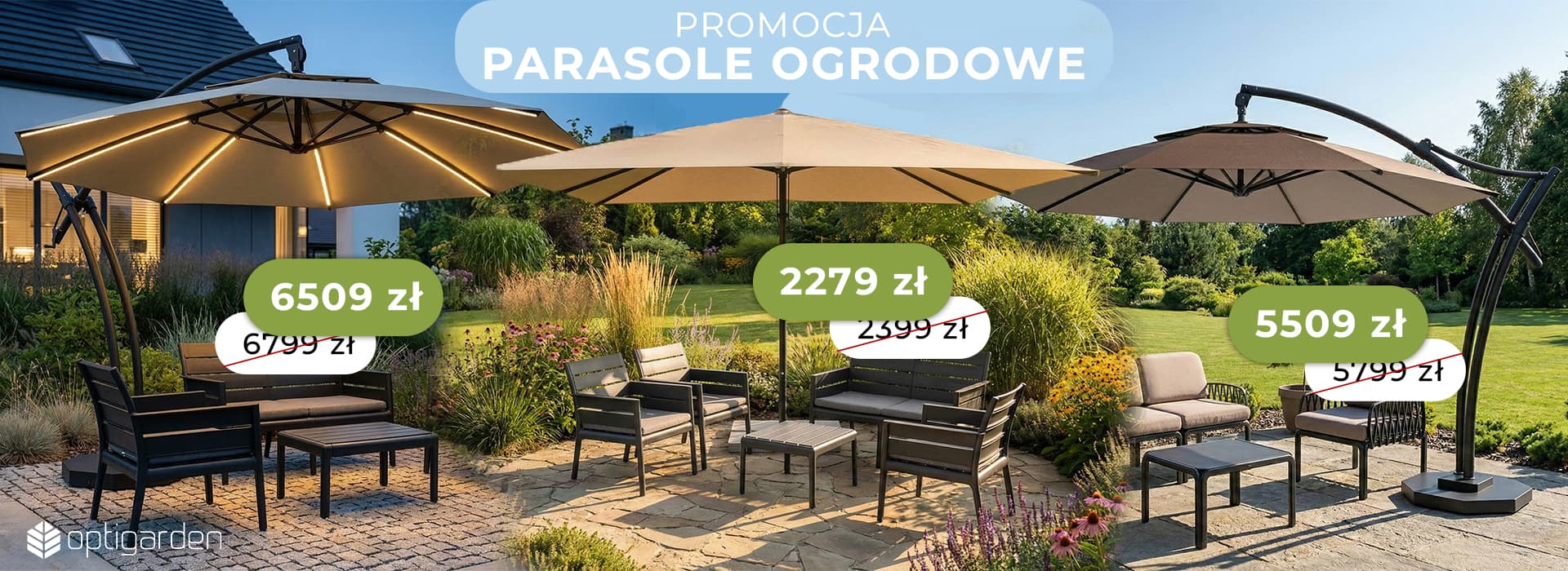 5% Promocja na parasole ogrodowe