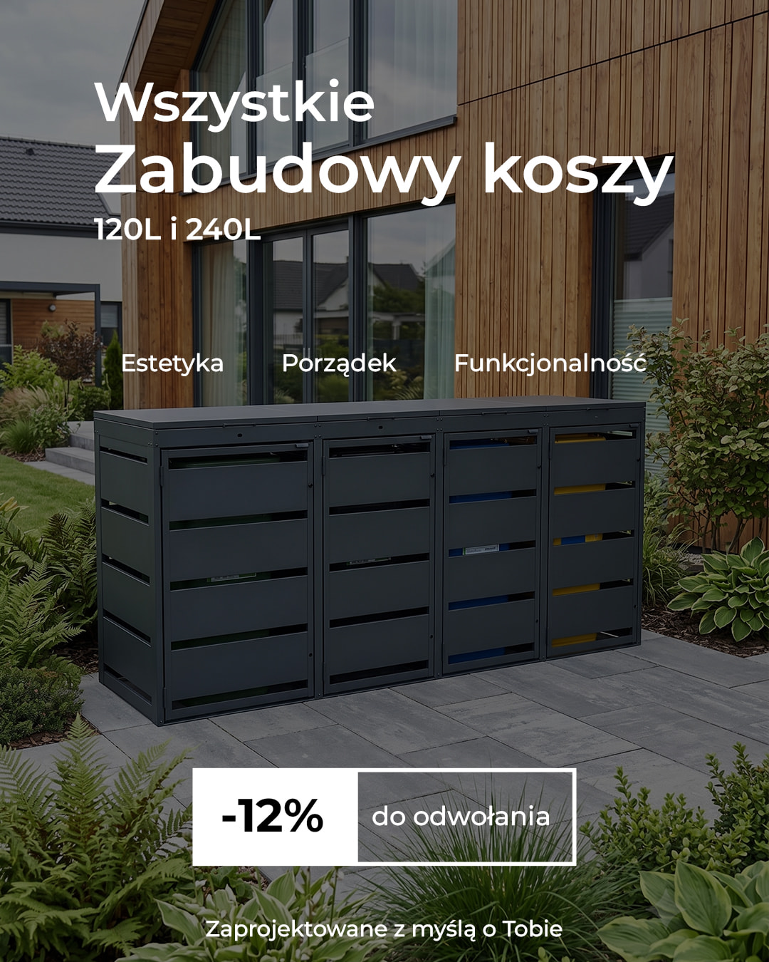 Wszystkie zabudowy koszy 120 l i 240 l teraz 12% taniej